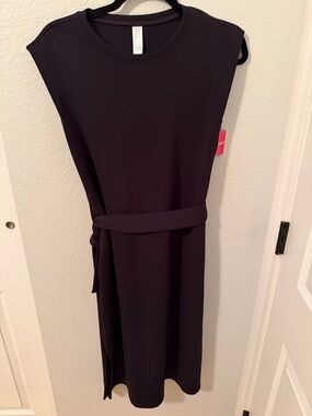 SPANX Sleeveless Midi Dress with Self Tie Belt - Black